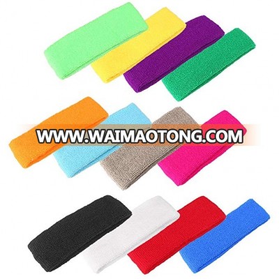 Custom Logo Sports Sweatband Soft Elastic Stretch Cotton Terry Cloth Headbands